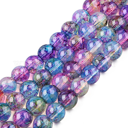 Baking Painted Glass Beads Strands X-DGLA-Q023-6mm-DB57-1