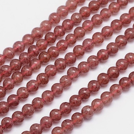Natürliche Erdbeere Quarz runden Perle Stränge G-L411-25-6mm-1