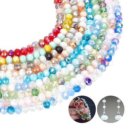 ARRICRAFT 9 Strands 9 Color Electroplate Glass Beads Strands EGLA-AR0001-21-1