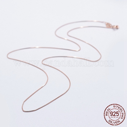 925 Sterling Silver Box Chain Necklaces STER-F039-45cm-03RG-1