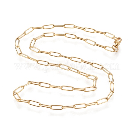 304 Stainless Steel Paperclip Chain Necklace NJEW-M183-04G-1