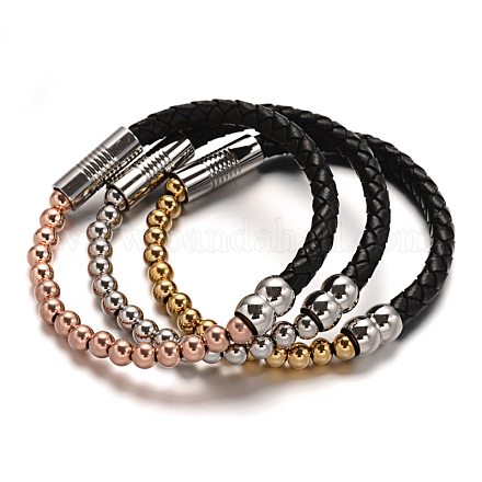 304 Stainless Steel Beaded Bracelets BJEW-E273-04-1