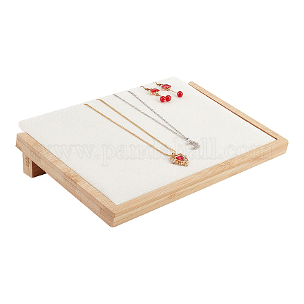 NBEADS Wood Jewelry Display Tray with Velvet NDIS-WH0006-17-1