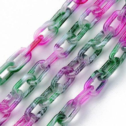 Zweifarbige sprühlackierte handgefertigte transparente Acrylkabelketten TACR-T022-01R-1