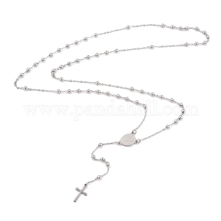 304 collane di perle del rosario in acciaio inossidabile per la religione X-STAS-B021-02P-1