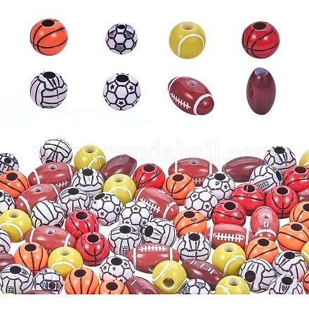 PandaHall 320pcs Plastic Sport Ball Bead Assortment - Crafts for Kids and Fun Home Activities MACR-PH0001-12-1