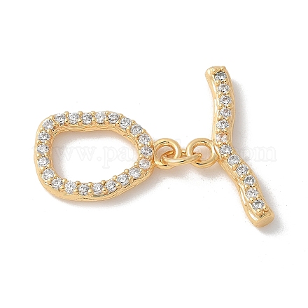 Латунные застежки-тоггл из прозрачного кубического циркония KK-U052-09G-1