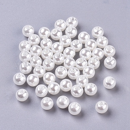 ABS Plastic Imitation Pearl Round Beads X-MACR-S789-6mm-01-1