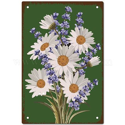 CREATCABIN Daisy Tin Signs Metal Sign Vintage Plaque Poster Wall Art for Restroom Decor Home Bar Pub Cafe Shop Restaurant Bar Sign 8 x 12 Inch AJEW-WH0157-380-1