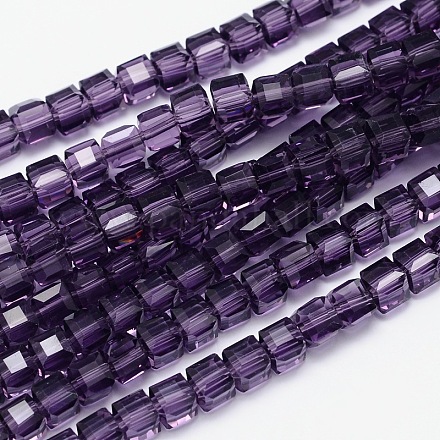 Faceted Cube Transparent Glass Beads Strands EGLA-E041-5mm-D11-1