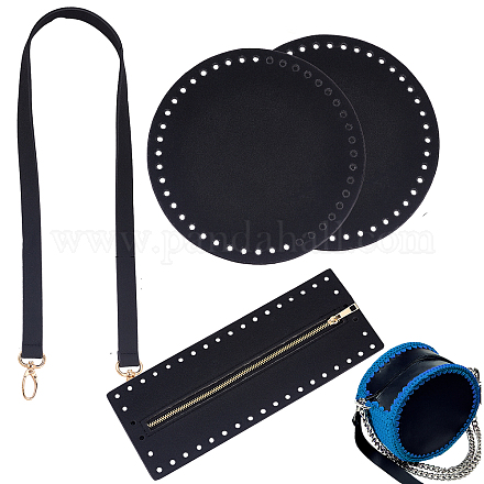 Set Fai Da Te Per Borse All'Uncinetto - Base In Pelle PU, Tracolla Regolabile - Nero, Per Creazioni Handmade