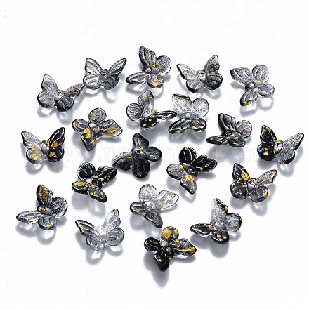 Two Tone Transparent Spray Painted Glass Charms GLAA-T016-22E-1