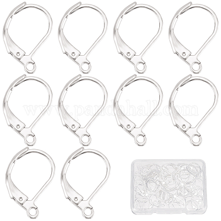 SUNNYCLUE 1 Box 60Pcs 925 Sterling Silver Plated French Earring Hooks French Lever Back Earring Hooks Lever Back Earwire Earring Leverbacks for Jewelry Making Accessories DIY Dangle Earrings Supplies KK-SC0005-61-1