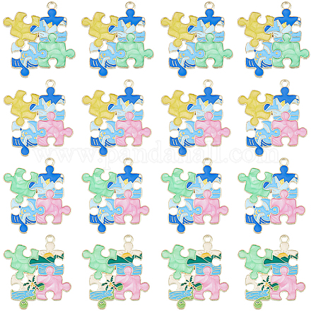 Sunnyclue 24 pièces 4 couleurs pendentifs en alliage plaqué or émail ENAM-SC0004-55-1