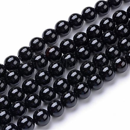 Hebras de cuentas redondas de ónix negro natural G-T055-6mm-10-1
