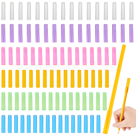 Fingerinspire 96 個 6 色のプラスチック鉛筆キャップ (1.8x0.4 インチ)  内径 0.3 インチ) カラフルな鉛筆先プロテクターカバー一般的な鉛筆エクステンダーホルダー学生学校オフィス用 AJEW-CA0003-04-1