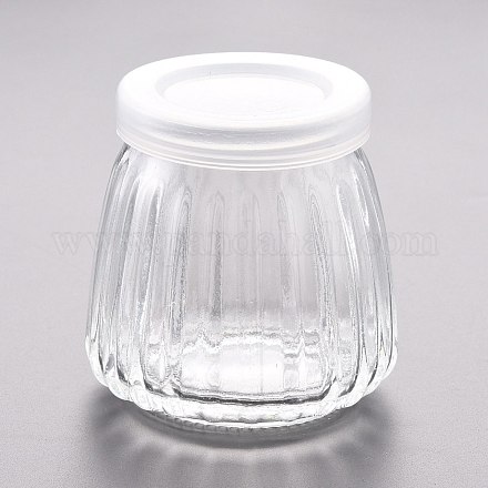 ガラスボトルビーズ瓶保存容器  プラスチックストッパー付き  透明  6.85x6.8cm  容量：100ml（3.38液量オンス） AJEW-P072-04A-1