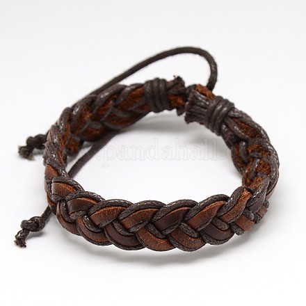 Bracelets en cuir et cordon ciré tressé de style décontracté unisexe BJEW-L297-10-1