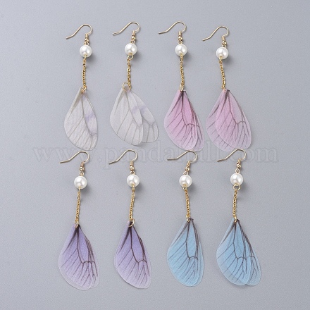 Glass Pearl Dangle Earrings EJEW-JE03995-M-1