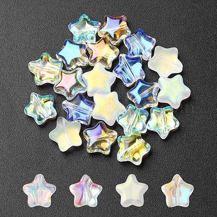 20 pièces 4 couleurs transparentes peintes à la bombe et perles de verre dépoli GLAA-YW0001-88-1