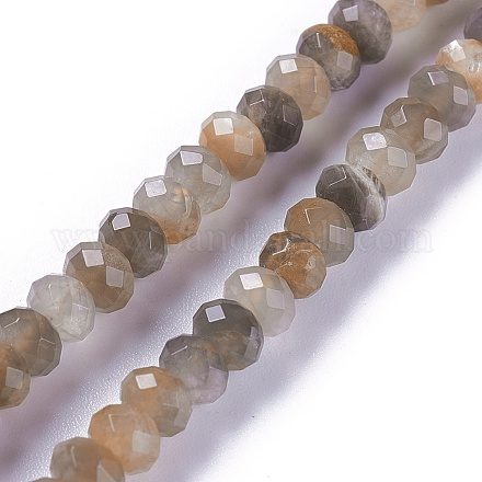 Brins de perles de sunstone noirs naturels G-L492-05B-1