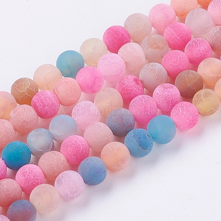 Natural Weathered Agate Beads Strands G-G589-6mm-01-1