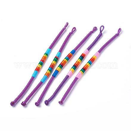 手作り編み込みロープポリエステルスレッドブレスレット  暗紫色  7-5/8インチ（19.5cm）〜8-1/8インチ（20.5cm） BJEW-F360-I10-1