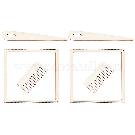 OLYCRAFT 2 Sets Wooden Weaving Looms Kit Wooden Mini Weaving Looms Square Weaving Looms Kit with Weaving Pin and Comb Knitting Looms for DIY Art Crafts Knitting Beginners Weaving Lovers WOOD-WH0029-13-1