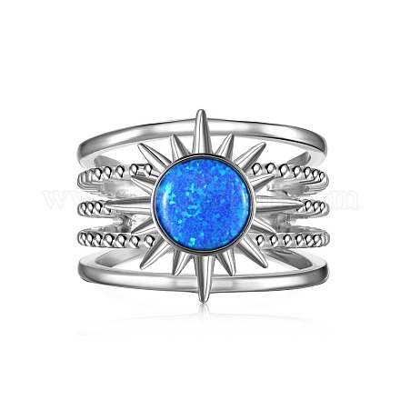 925 широкое кольцо из серебра с солнечным родиевым покрытием RJEW-P100-01P-1