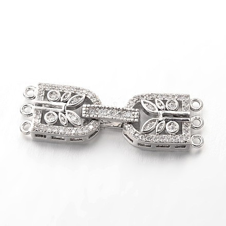 Brass Micro Pave Cubic Zirconia Fold Over Clasps ZIRC-I014-68P-FF-1
