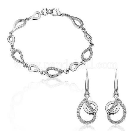 Real Platinum Plated Eco-Friendly Tin Alloy Czech Rhinestone Party Jewelry Sets SJEW-BB11034-11P-1