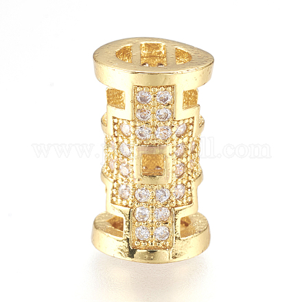 Brass Micro Pave Cubic Zirconia Beads ZIRC-J018-21G-1