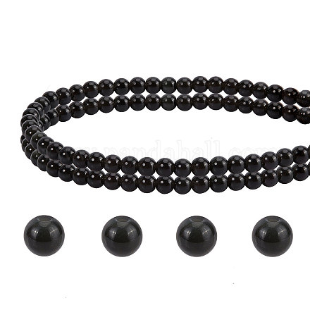 Natürlichen Obsidian Perlen Stränge&nbsp;G-PH0028-4mm-14-1