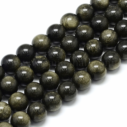 Chapelets de perles en obsidienne dorée naturelle X-G-S150-20-8mm-1