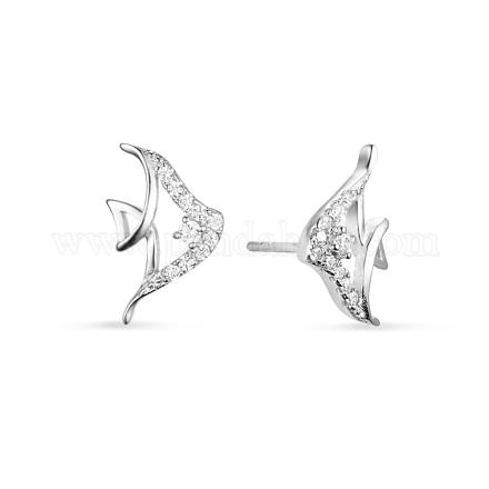 TINYSAND Vintage Style 925 Sterling Silver Tropical Fish Studs Earrings TS-E242-S-1