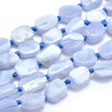 Chapelets de perles en agate avec dentelle bleue naturelle G-O170-20A-1
