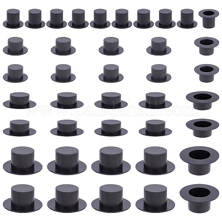 NBEADS 40 Pcs 4 Sizes Mini Black Top Hats DIY-NB0006-44-1