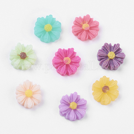 Mixed Resin Flower Cabochons X-CRES-B3029-M-1