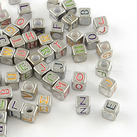 Colorful Cube with Letter Acrylic Beads MACR-D292-1