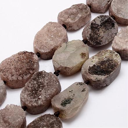 Natural & Dyed Druzy Agate Beads Strands G-A171-03A-1