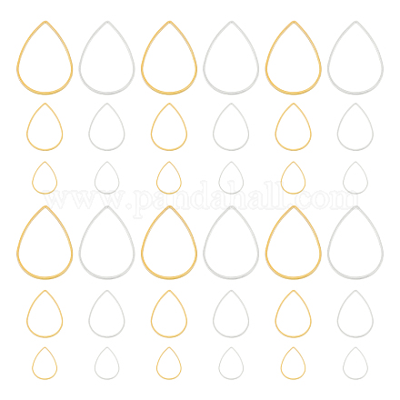 Ph pandahall 300pcs anillos de unión de gota 3 tamaños de metal en forma de lágrima encantos enlaces marcos encantos conectores de joyería para collares pulseras joyas pendientes colgantes que hacen llavero (oro y plata) KK-PH0036-46-1