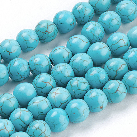 Chapelets de perles en turquoise synthétique TURQ-S192-8mm-2-1