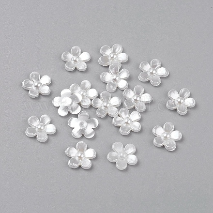 Embellissements scrapbooking dos fleurs cabochons acrylique de perles plates pour bijoux X-MACR-F028-22-1