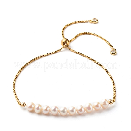 Natural Pearl Beads Slider Bracelets BJEW-JB06572-1