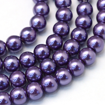 Chapelets de perles rondes en verre peint HY-Q003-6mm-59-1
