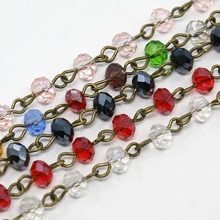 Handmade Glass Faceted Rondelle Beads Chains AJEW-PH00498-1