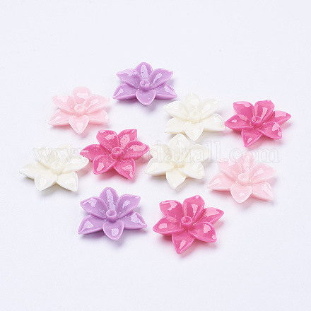 Mixed Resin Flower Cabochons X-CRES-B2054-M-1