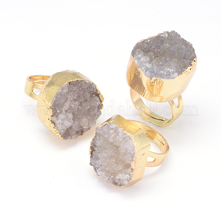Druzy anillos de ágata naturales RJEW-P044-07-1