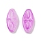 Transparent Glass Beads, Oval with Flower, Baking Paint, Medium Orchid, 20x9.5x4mm, Hole: 1.2mm