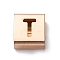 Ion Plating(IP) 304 Stainless Steel Square Slide Charms, Rose Gold, Letter T, 9x8x4mm, Hole: 3.5x8.5mm